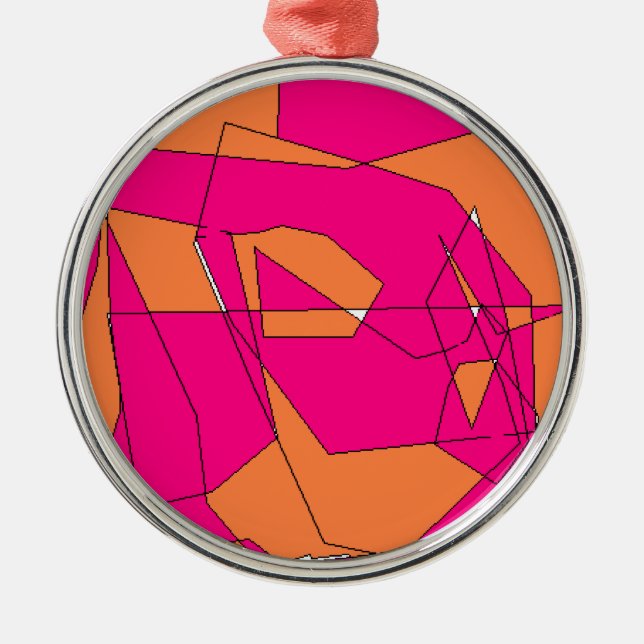 Pink Orange Digital Painting, Kids Art Metal Tree Decoration (Front)