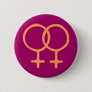 Pink/Orange Double Female 6 Cm Round Badge