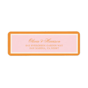 Pink Orange Elegant Wedding Return Address Label