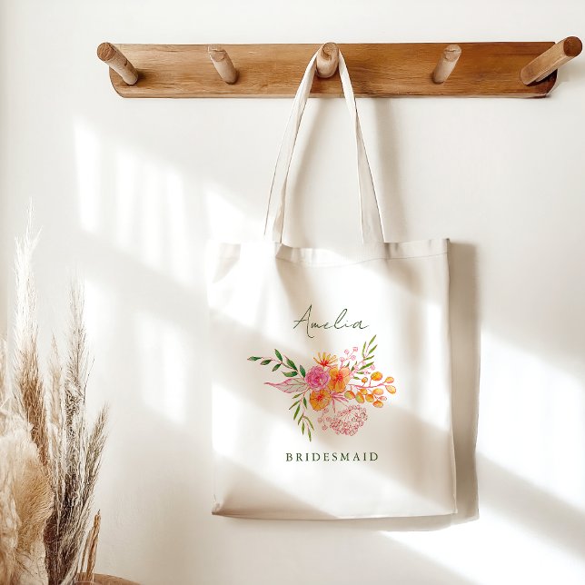 Pink Orange Floral Bridal Shower Welcome Sign Tote Bag (Creator Uploaded)