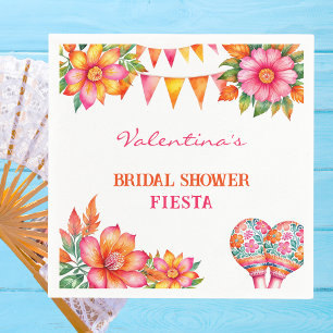 Pink Orange Floral Colourful Fiesta Bridal Shower Napkin