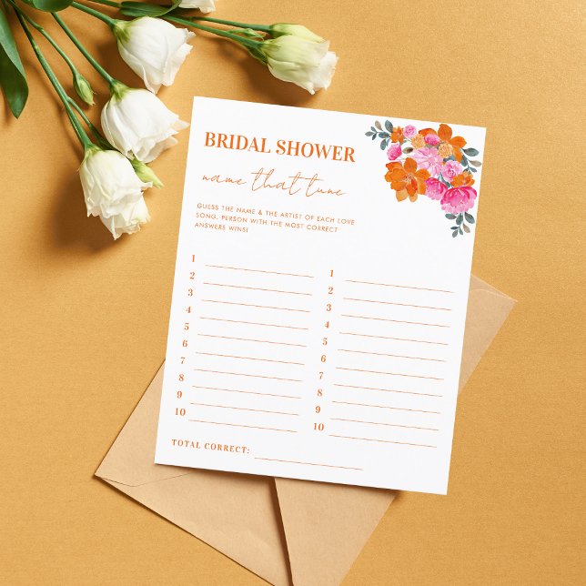 Pink Orange Floral Name That Tune Shower Game (Creator Uploaded)