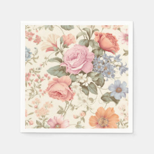 Pink Orange Floral Napkins