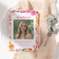 Pink Orange Floral Photo Graduation 2026 Aesthetic