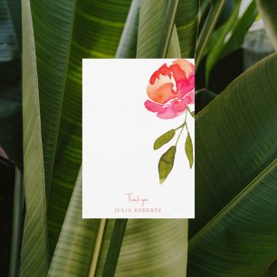 Pink & Orange Floral Shower Blank Thank You 