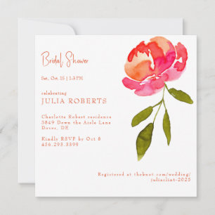 Pink & Orange Floral Shower Bridal Shower Invitation