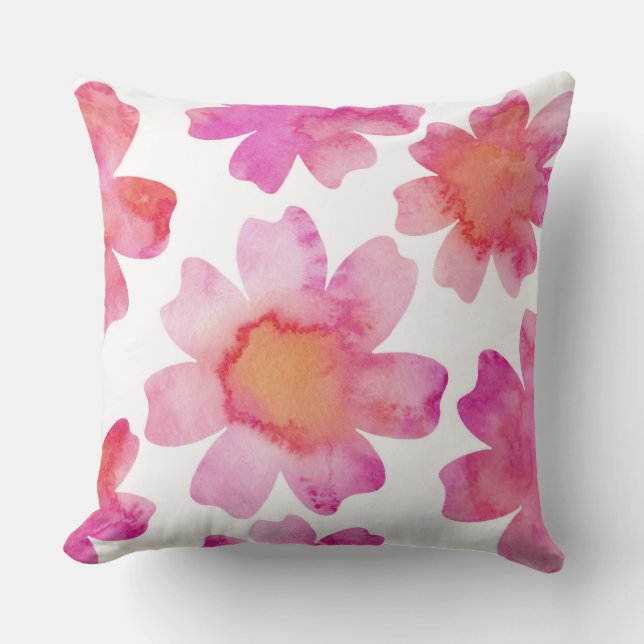 Pink Orange Flowers Cushion (Front)