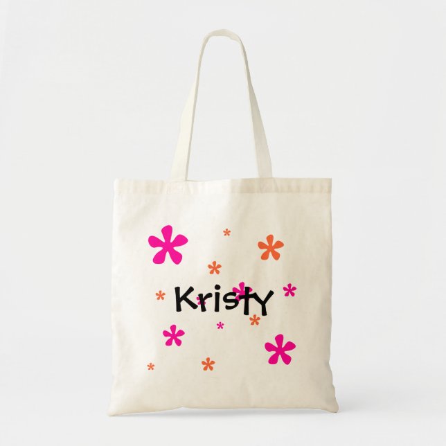 Pink & Orange Flowers(Customisable) Tote Bag (Front)