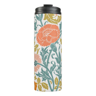 Pink & Orange Flowers, Graphic Vintage Art Thermal Tumbler