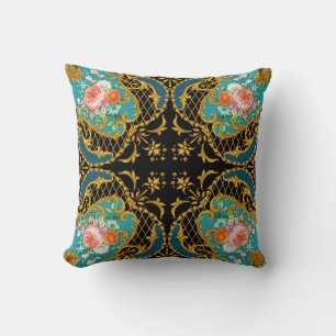 Pink Orange Flowers: Square Composition Cushion