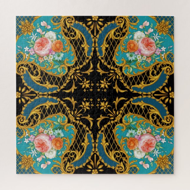 Pink Orange Flowers: Square Composition Jigsaw Puzzle (Vertical)