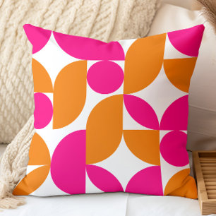 Pink Orange Geometric Mid Century Pattern Cushion