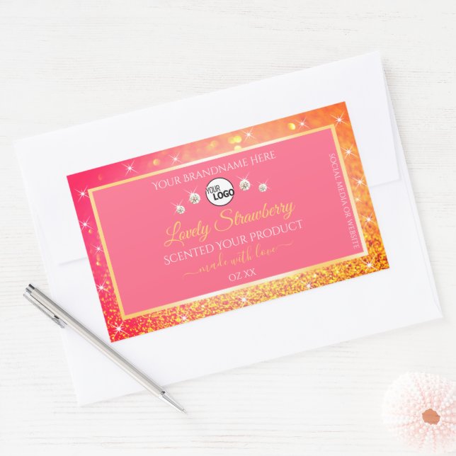 Pink Orange Glitter Product Labels Logo Diamonds (Envelope)