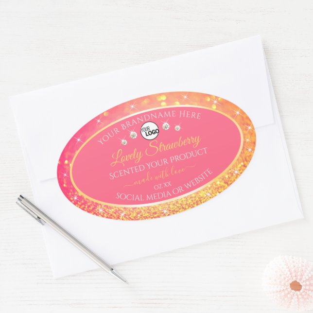 Pink Orange Glitter Product Labels Logo Diamonds (Envelope)