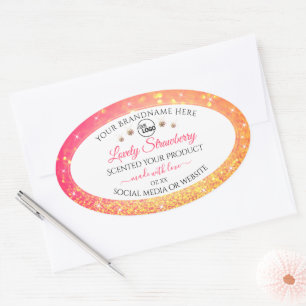 Pink Orange Glitter White Product Labels with Logo