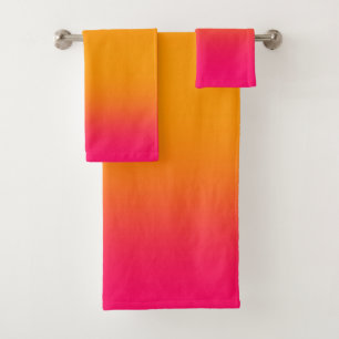 Pink Orange Gradient Bath Towel Set