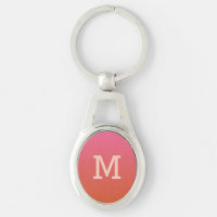 Pink Orange Gradient custom monogram key chain