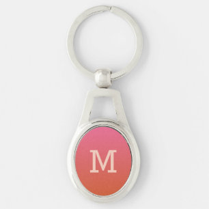 Pink Orange Gradient custom monogram key chain