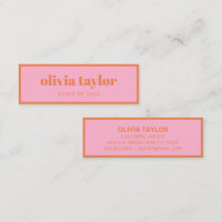 Pink Orange Graduation Contact Calling Card Insert