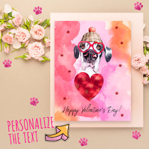 Pink Orange Great Dane Valentine's Day Gift Dog Holiday Postcard
