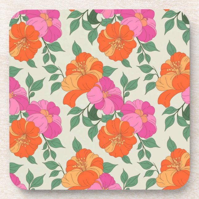 Pink Orange Green Coaster Set (Front)