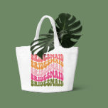 Pink orange green girly retro simple vibes<br><div class="desc">Pink orange green girly retro simple 60's cool vibes bachelorette weekend party favour totes.</div>