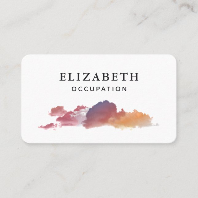 Pink Orange Grey Clouds Minimal Business Card (Front)