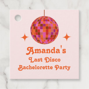 Pink Orange Groovy Last disco Bachelorette Party   Favour Tags