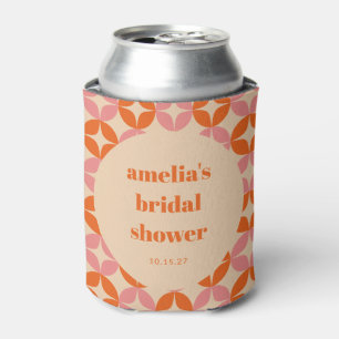 Pink Orange Groovy Retro Custom Bridal Shower  Can Cooler