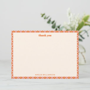 Pink Orange Groovy Retro Custom Bridal Shower Thank You Card