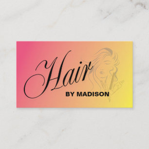 Pink Orange Hair Stylist QR Code Business Card