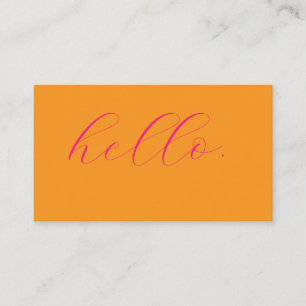 Pink Orange Hello Typography Script Colourful 2026 Business Card