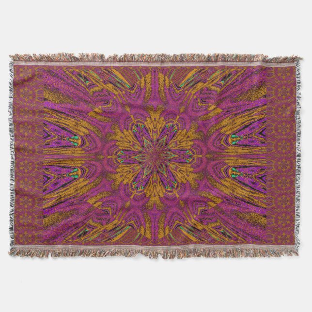 Pink Orange Jasmine Throw Blanket (Front)