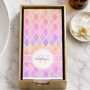 Pink & Orange Jewel-Toned Personalised Geometric Napkin