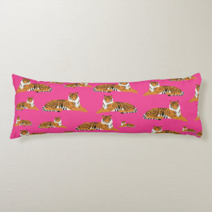 Pink Orange Jungle Tiger Animal Pattern   Body Cushion