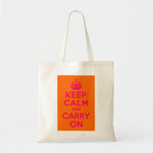 Pink Orange Keep Calm and Carry On Tote Bag