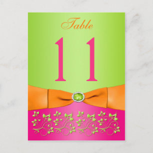 Pink, Orange, Lime Floral Table Number Post Card