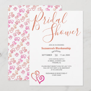 Pink Orange Linked Hearts Bridal Shower Template