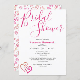 Pink Orange Linked Hearts Bridal Shower Template