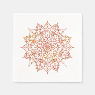 Pink & Orange Mandala on White Glam Napkin