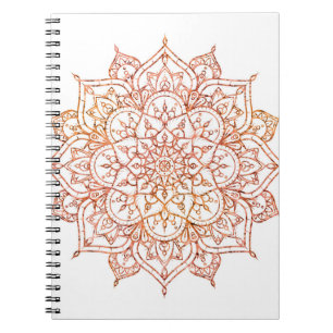 Pink & Orange Mandala on White Glam Notebook