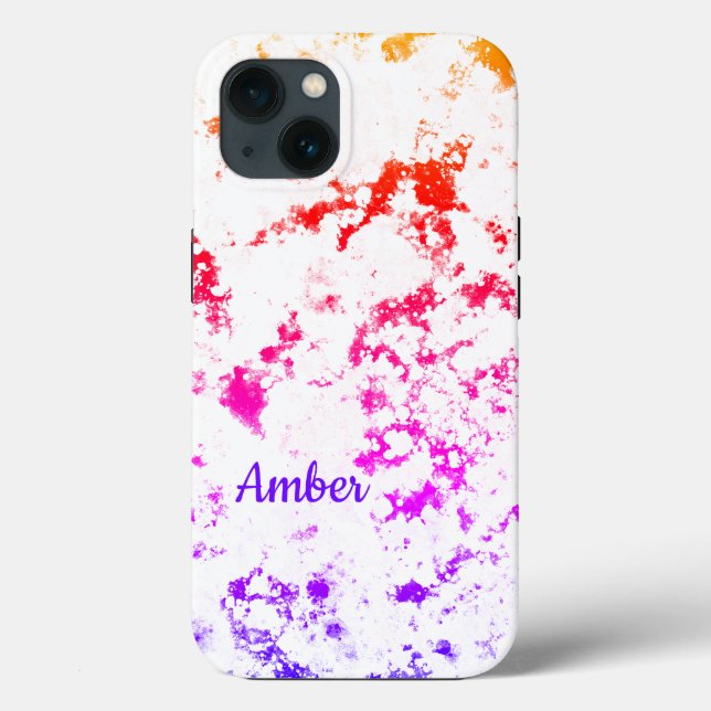 Pink Orange Marble Paint Splash Personalised Case-Mate iPhone Case (Back)