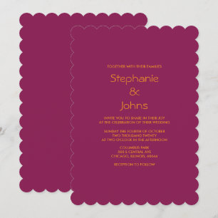 Pink Orange Minimal Plain Bright Colourful Wedding Invitation