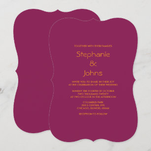 Pink Orange Minimal Plain Trendy Colourful Wedding Invitation