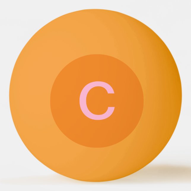 Pink Orange Monogram Initial Custom Colour Gift Ping Pong Ball (Front)