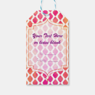 Pink & Orange Moroccan Modern Custom Favour Gift Tags