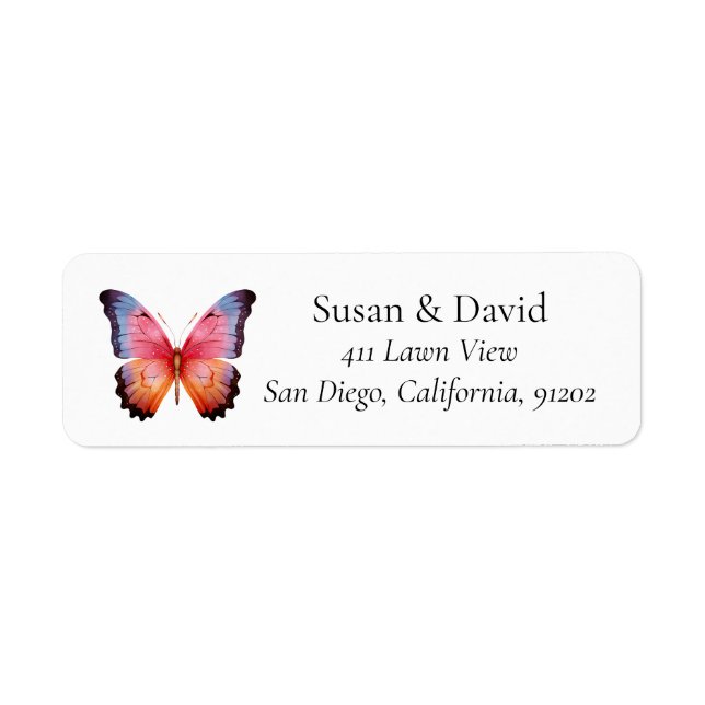 Pink & Orange Ombre Butterfly Address (Front)