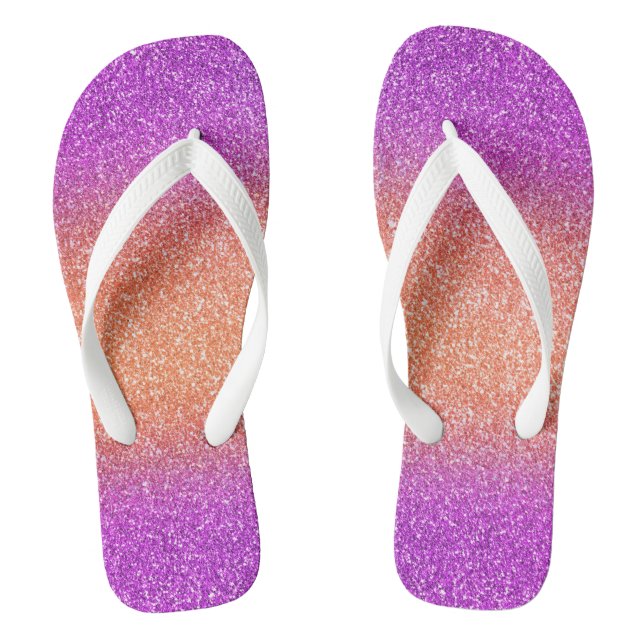 Pink-Orange Ombre Glitters, Pair of Jandals (Footbed)