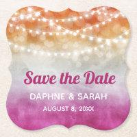 Pink Orange Ombre Lesbian Wedding Save the Date