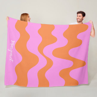 pink &orange personalized name monogram fleece blanket